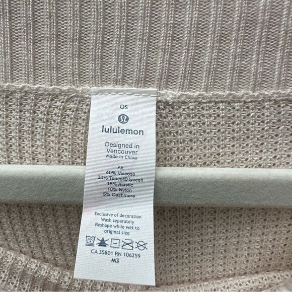 LULULEMON Poncho Cape Women One Size Forward Flow Knit Cream Tencel Cashmere - Picture 5 of 5